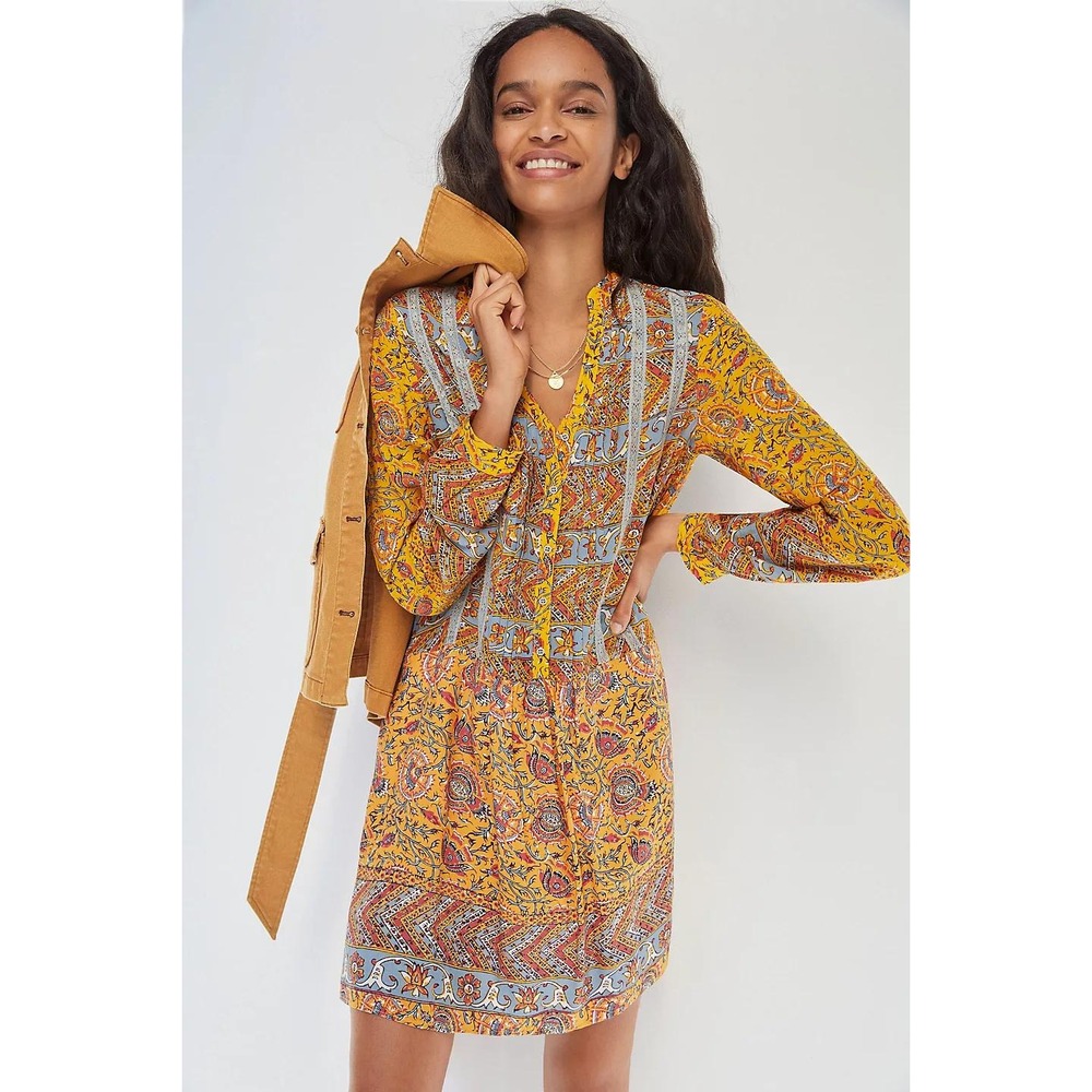 Anthropologie Ismelda Tunic Dress 4130017560036 Yellow Multi Small